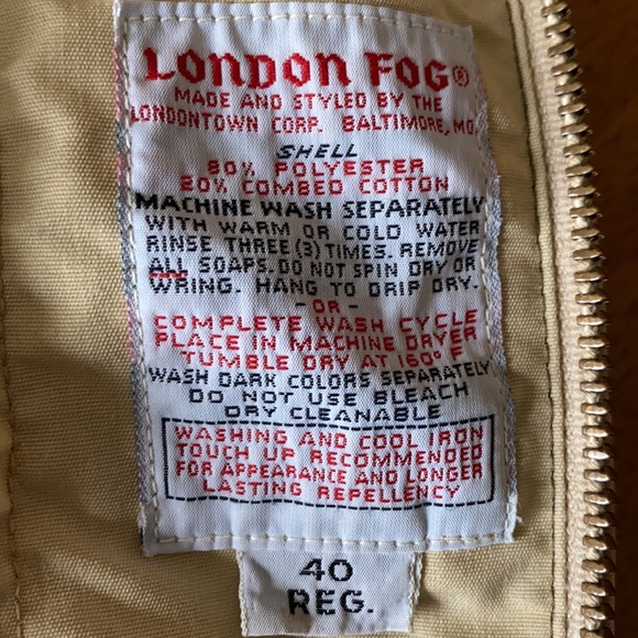 Vintage Men’s London Fog Khaki Jacket with furry warm inside. Sz 40 Reg - Picture 8 of 10